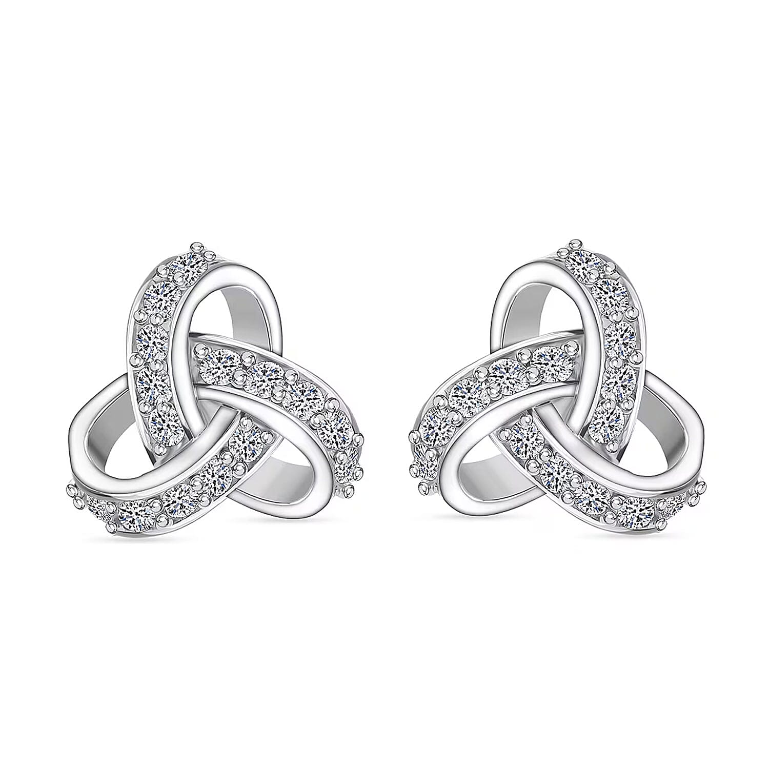 Luxuriant Lab Grown Diamond G-H SI 0.50 ctw Knot Earrings in Rhodium Over Sterling Silver