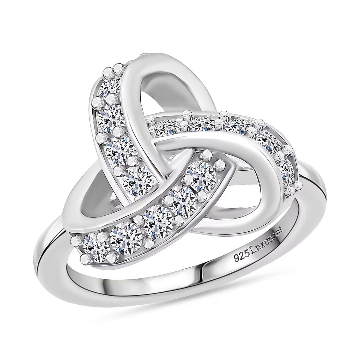 Luxuriant Lab Grown Diamond G-H SI 0.50 ctw Knot Ring in Rhodium Over Sterling Silver