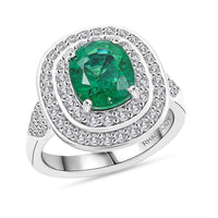 Certified & Appraised Rhapsody AAAA Kagem Zambian Emerald and E-F VS Diamond 3.45 ctw Ring in 950 Platinum (Size 7.0)  13.42 Grams