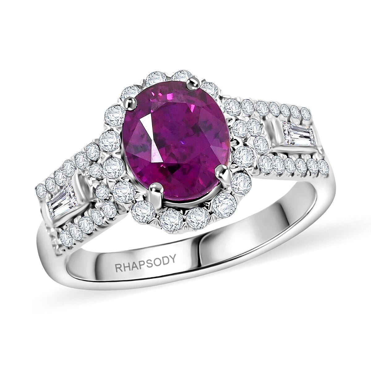 Chairman Collection Certified & Appraised Rhapsody 950 Platinum AAAA Purple Sapphire, Diamond (E-F, VS) Ring (Size 7.0) (8.45 g) 3.25 ctw