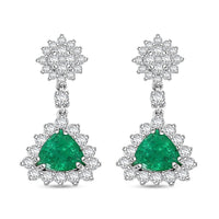 Chairman Vault Collection Certified & Appraised Rhapsody AAAA Kagem Zambian Emerald and E-F VS Diamond 4.05 ctw Earrings in 950 Platinum 9.93 Grams