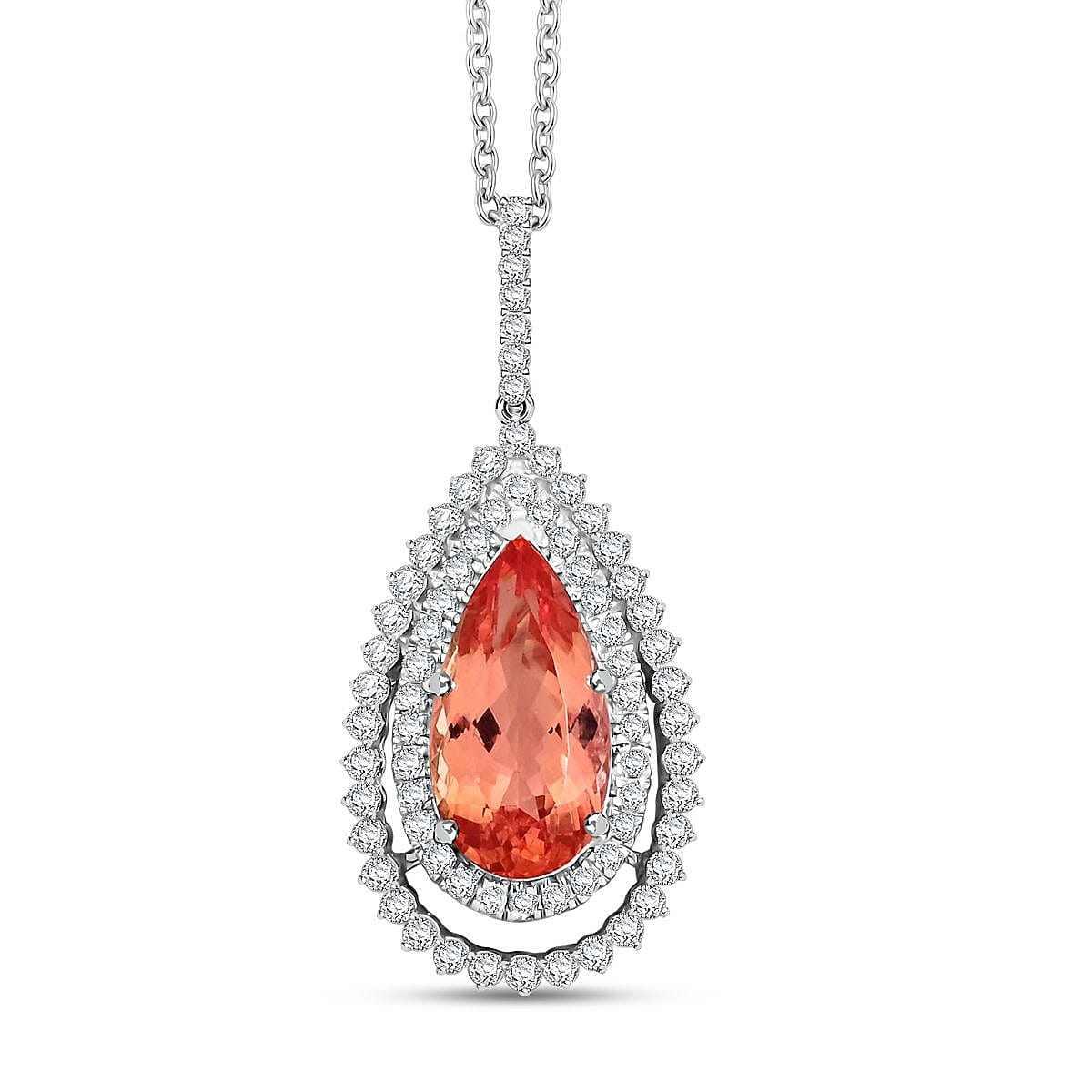 Chairman Collection Certified & Appraised Rhapsody AAAA Imperial Topaz and E-F VS Diamond 8.95 ctw Pendant in 950 Platinum