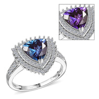 Luxuriant Lab Grown Alexandrite and White Zircon 3.25 ctw Ring in Rhodium Over Sterling Silver (Size 10.0)