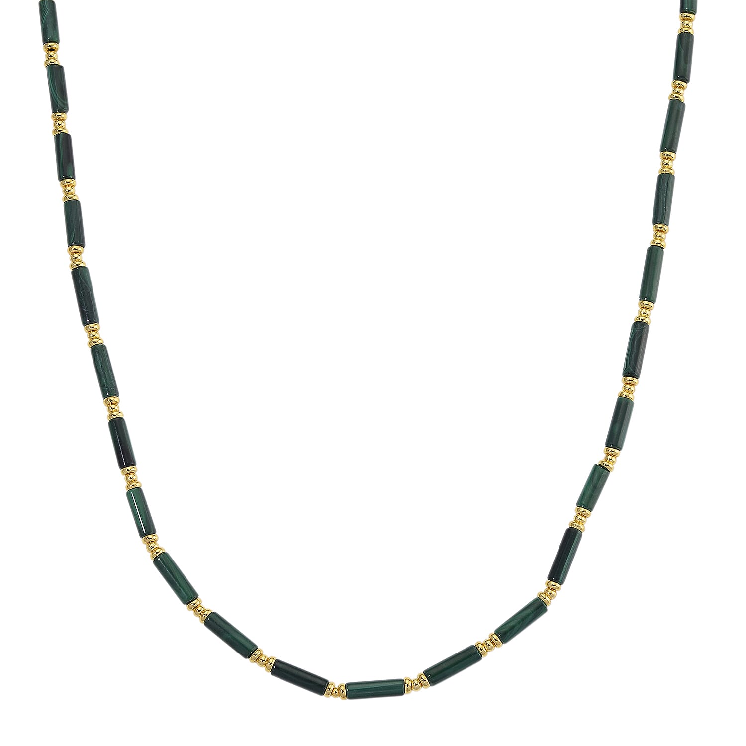 African Malachite Necklace in Goldtone 90.00 ctw (18-20 Inches)