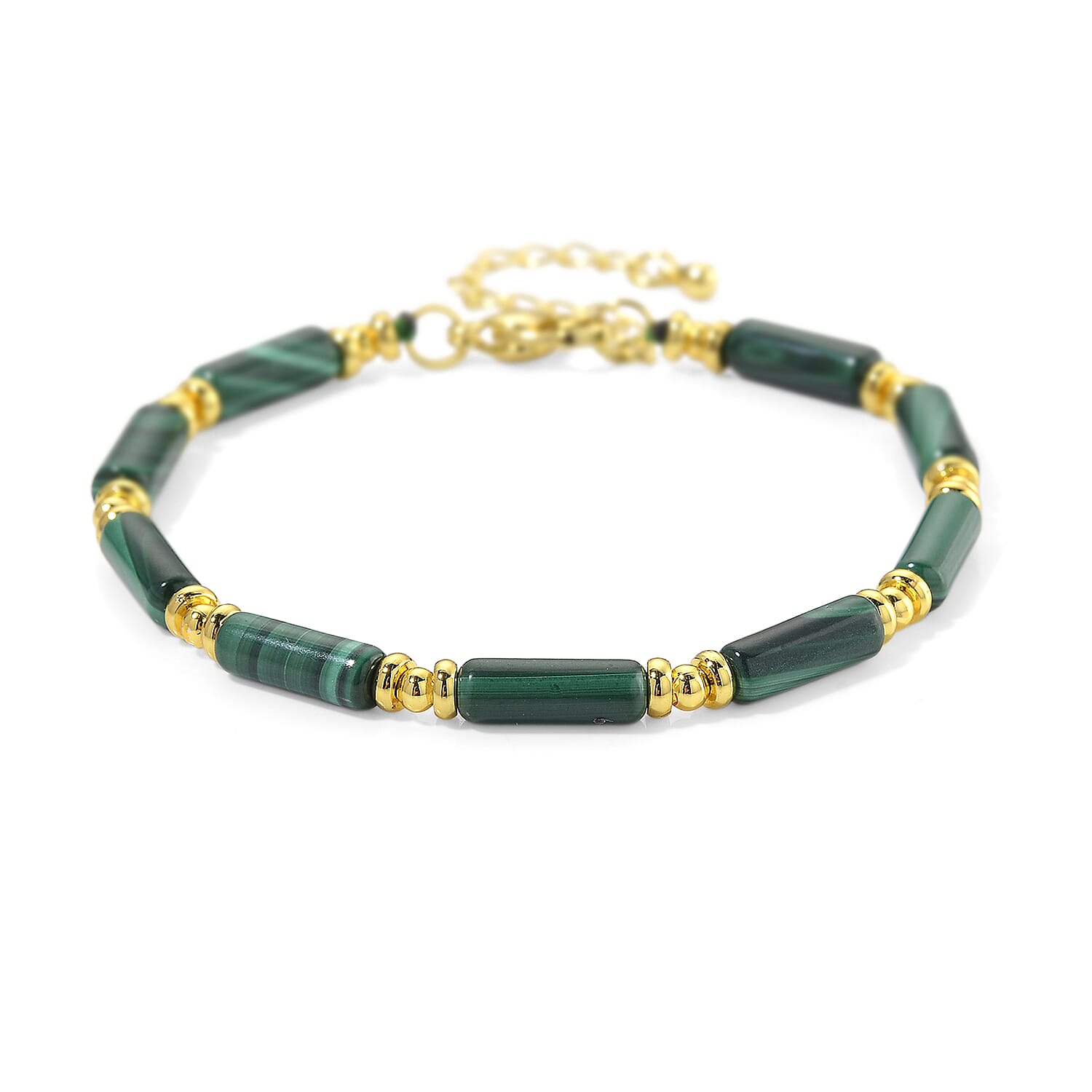 African Malachite Necklace in Goldtone (18-20 Inches) 32.00 ctw