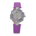 Genoa Pink Mother of Pearl and Austrian Crystal Miyota Japanese Movement Floral Watch with Pink Leather Strap - Sticky add to cart bar