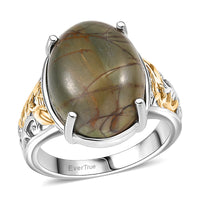 EverTrue Venus Jasper Solitaire Ring in 18K YG Plated and Platinum Bond 11.00 ctw