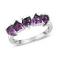 EverTrue African Amethyst 1.70 ctw 5 Stone Ring in Stainless Steel - Sticky add to cart bar