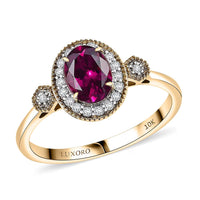 Luxoro AAA Radiant Ember Garnet and G-H I2 Diamond 1.67 ctw Ring in 10K Yellow Gold (Size 10.0)