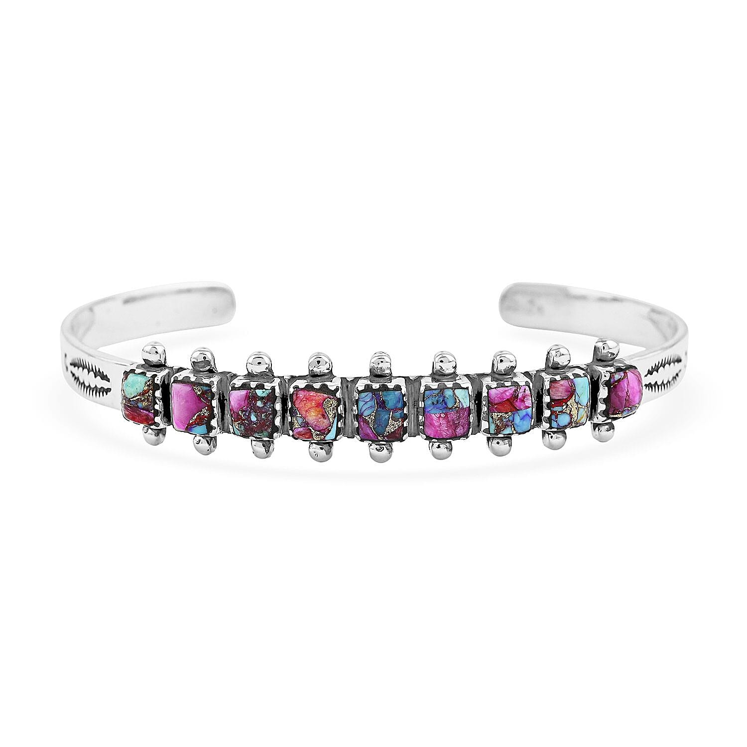 Santa Fe Style Mojave Purple Turquoise Cuff Bracelet in Sterling Silver (Adjustable) 25.00 ctw