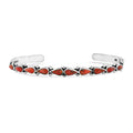 Santa Fe Style Red Coral Cuff Bracelet in Sterling Silver (Adjustable) 12.00 ctw - Sticky add to cart bar