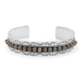 Santa Fe Style Red Coral 57.00 ctw Cuff Bracelet in Sterling Silver (Adjustable) - Sticky add to cart bar