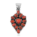 Santa Fe Style Enhanced Red Coral 15.00 ctw Pendant in Sterling Silver - Sticky add to cart bar