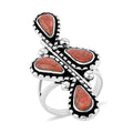 Santa Fe Style Enhanced Red Coral Ring in Sterling Silver (Size 10.0) 8.00 ctw - Sticky add to cart bar
