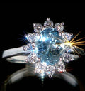 Dan Dennis Deal 10K White Gold AAA Aquamarine, Luxuriant Lab Grown Diamond (I2) (0.30 cts) Ring (Size 10.0) (Del. in 12-15 Days) 2.18 ctw - Sticky add to cart bar