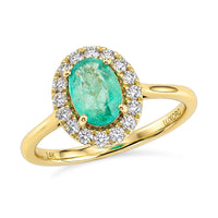 Luxoro 14K Yellow Gold AAA Kagem Zambian Emerald, Diamond (G-H, I2) Ring (Size 10.0) 1.10 ctw