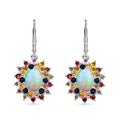 D'Joy Premium Ethiopian Welo Opal and Multi Sapphire 6.50 ctw Celestial Carnival Earrings in Rhodium Over Sterling Silver - Sticky add to cart bar