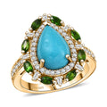 D’Joy Sleeping Beauty Turquoise, Multi Gemstone Ring in 18K Vermeil YG Over Sterling Silver (Size 10.0) 4.05 ctw - Sticky add to cart bar