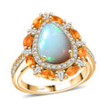 D’Joy Sleeping Beauty Turquoise, Multi Gemstone Ring in 18K Vermeil YG Over Sterling Silver (Size 10.0) 4.05 ctw - Sticky add to cart bar
