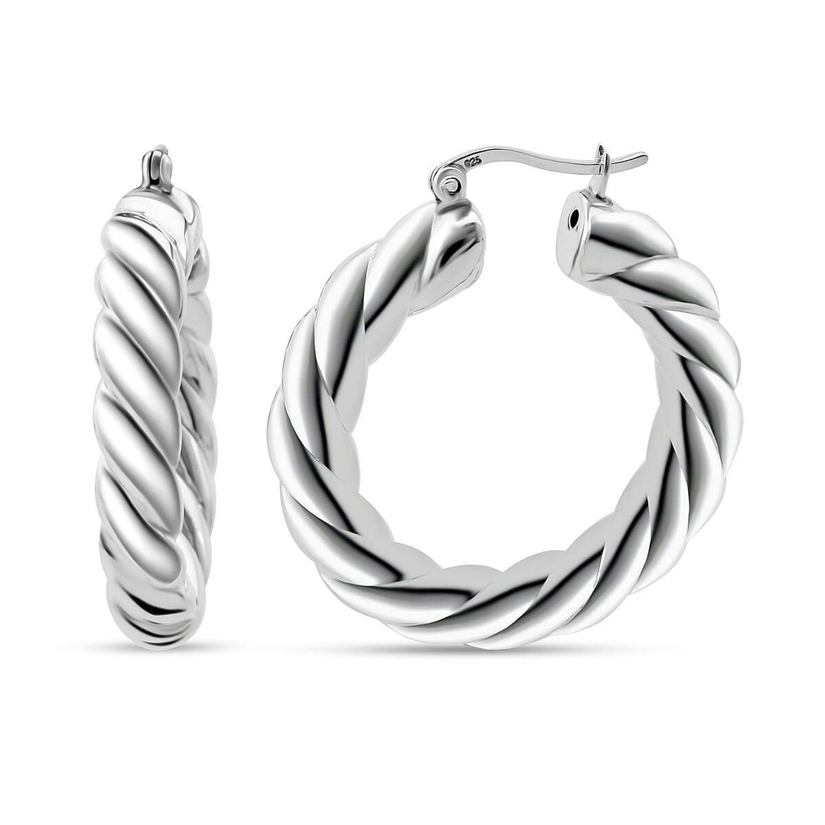 D'Joy Twisted Hoop Earrings in Sterling Silver 6 Grams