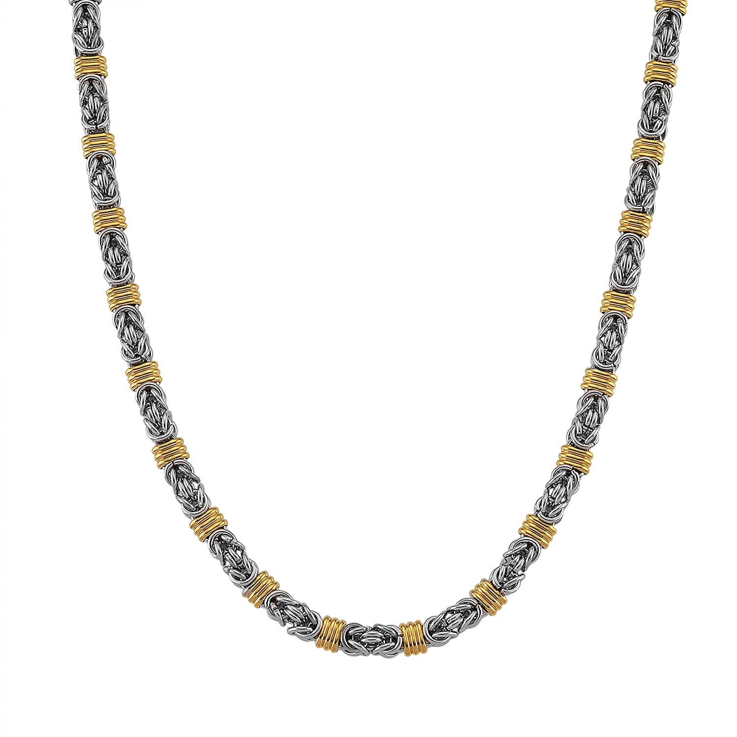 EverTrue Two-Tone Byzantine Chain Necklace in ION Plated YG and