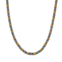 EverTrue Two-Tone Byzantine Chain Necklace in ION Plated YG and Stainless Steel (20.5-22.5 Inches)