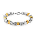 EverTrue Fashionable Two-Tone Byzantine Chain Bracelet in ION Plated YG and Stainless Steel (8.00-9.5In) - Sticky add to cart bar