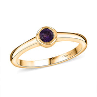 D'Joy Mozambique Garnet Solitaire Ring in 18K Vermeil YG Over Sterling Silver (Size 10.0) 0.35 ctw