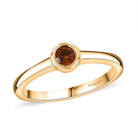 D'Joy Mozambique Garnet Solitaire Ring in 18K Vermeil YG Over Sterling Silver (Size 10.0) 0.35 ctw