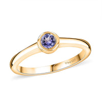 D'Joy Mozambique Garnet Solitaire Ring in 18K Vermeil YG Over Sterling Silver (Size 10.0) 0.35 ctw
