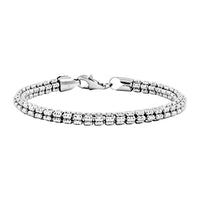Made in Italy Rhodium Over Sterling Silver Diamond-Cut Vero Lusso 5 Row Bracelet (7.25 In) (13.25 g)