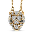 GP Trionfo Collection Green and White Diamond 0.25 ctw Tiger Necklace 18 Inches in 18K Vermeil Yellow Gold Over Sterling Silver - Sticky add to cart bar
