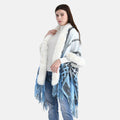Tamsy Black Kite Shape Embroidered Poncho with Faux Fur Trime and Fringe - Sticky add to cart bar