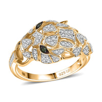 GP Green Diamond (IR), Diamond Ring in 18K Vermeil YG Over Sterling Silver (Size 10.0) 0.40 ctw