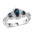 D'Joy Premium Monte Belo Indicolite and Moissanite 1.10 ctw Ring in Rhodium Over Sterling Silver (Size 6.0) - Sticky add to cart bar