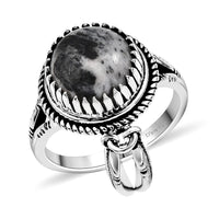 D'Joy Artisan Crafted White Buffalo 4.30 ctw Ring in Sterling Silver (Size  10.0)