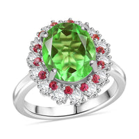 EverTrue Chartreuse Quartz (Triplet) and Multi Gemstone 5.40 ctw Ring in Platinum Bond (Size 10.0)