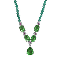 EverTrue Chartreuse Quartz (Triplet) and Multi Gemstone 34.50 ctw Floral Necklace in Platinum Bond 18 Inches