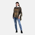 TAMSY Metallic Tiger Poncho with Fringe - One Size Fits Most - Sticky add to cart bar