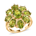 D'Joy Hebei Peridot 8.70 ctw Blooming Flower Ring in 18K Vermeil Yellow Gold Over Sterling Silver (Size 10.0) - Sticky add to cart bar