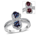 Luxuriant Premium Lab Grown Alexandrite and White Zircon 1.90 ctw Ring in Rhodium Over Sterling Silver - Sticky add to cart bar