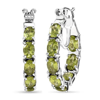 D'Joy Hebei Peridot 7.60 ctw Hoop Earrings in Rhodium Over Sterling Silver