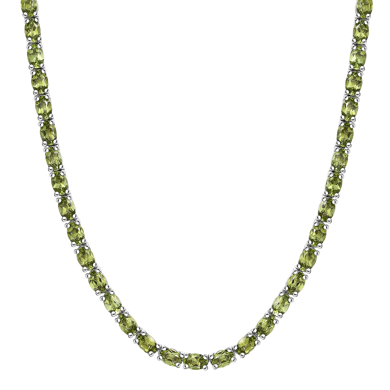D’Joy Hebei Peridot 35.25 ctw Vine in Garden Necklace in Rhodium Over Sterling Silver 18 Inches