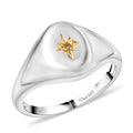 D'Joy Natural Yellow Diamond Accent Signet Men's Ring in Rhodium Over Sterling Silver (Size 10.0) - Sticky add to cart bar