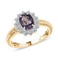 Certified & Appraised 10K Yellow Gold AAA Lavender Spinel, Luxuriant Lab Grown Diamond (G-H, SI) (0.42 Carat Ring (Size 9.0) 2.00 Carat Total Weight - Sticky add to cart bar