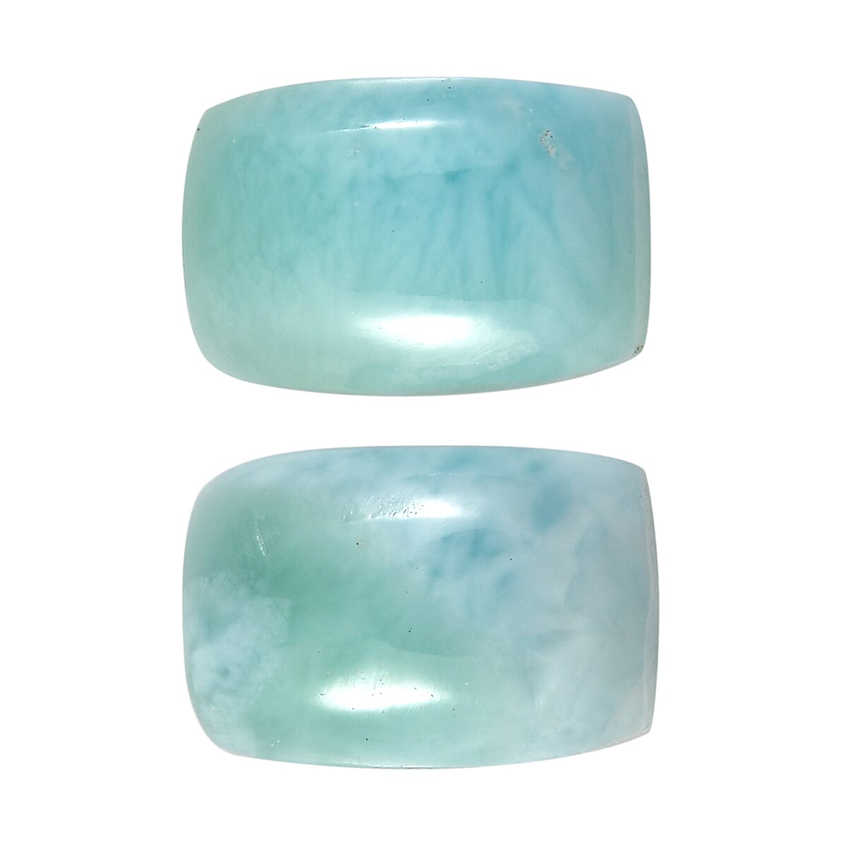 Larimar Set of 2 (Cush 6x4 mm) 1.23 ctw Loose Gemstone