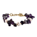 African Amethyst Chips 80.00 ctw and Freshwater Pearl Bracelet in 18K YG Plated (7.25 In) - Sticky add to cart bar