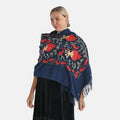 Tamsy Red Polyester Soft Embroidered Flower Tassels Scarf (27.5"x70.8") - Sticky add to cart bar
