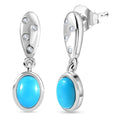 D'Joy Sleeping Beauty Turquoise and White Zircon 1.85 ctw Stud Earrings in Platinum Over Sterling Silver - Sticky add to cart bar