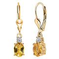 AAA Brazilian Heliodor and G-H SI Luxuriant Lab Grown Diamond 1.50 ctw Golden Radiance Earrings in 18K Vermeil Yellow Gold Over Sterling Silver - Sticky add to cart bar